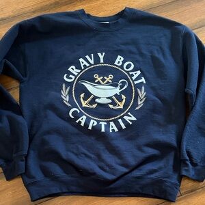 Funny Gravy Boat Captain Navy Crewneck Sweater